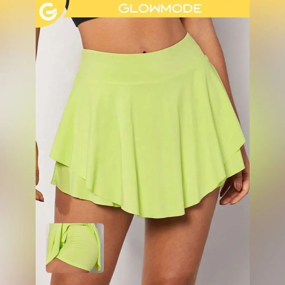 GlowMode Women's Featherfit- Air Ruffle Pocket Anti-Slip Skirt Skort Size XS